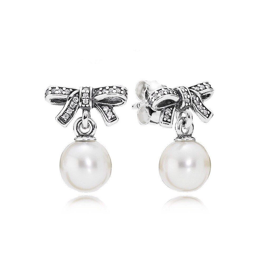 Bowknot kristall Pfanne Ohrringe FlüGel modellierung passen DIY Original Charme Ohrringe: 290596P