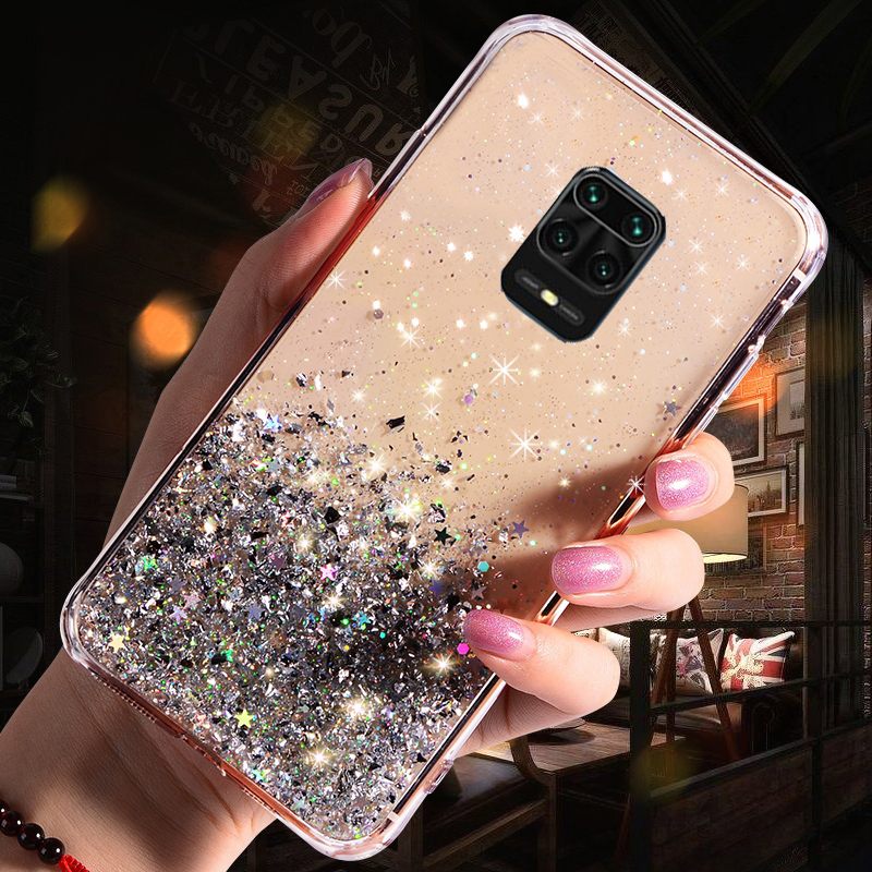 Funda transparente con purpurina para Xiaomi Redmi Note 9 S 9 S, funda trasera suave y brillante con lentejuelas para Redmi Note 9 Pro: For Redmi Note 9 Pro / Transparente