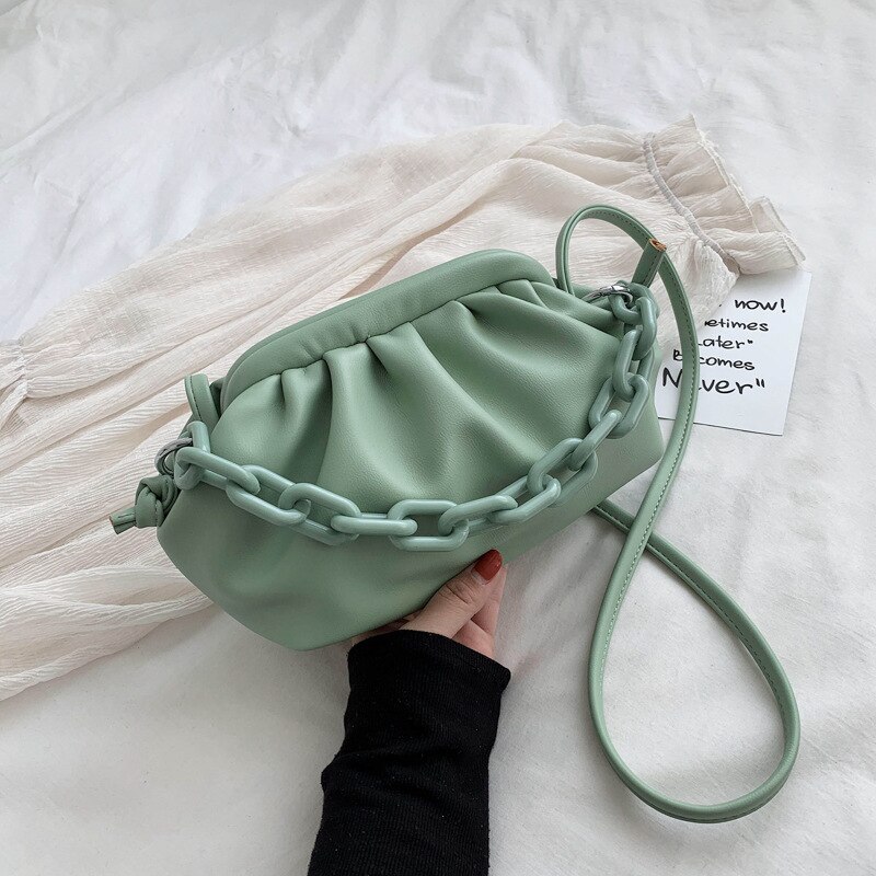 Candy Kleur Pu Lederen Schoudertas Messenger Bags Voor Vrouwen Kleine Crossbody Tas Reizen Keten Tas Handtassen En Portemonnees: Large green