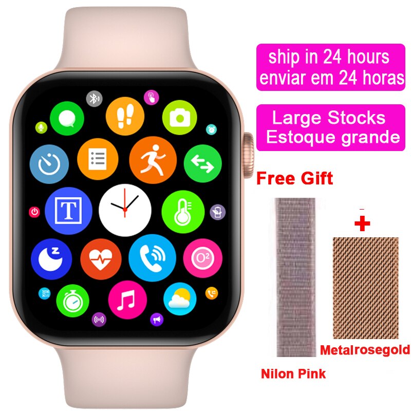 Original IWO13 Pro Smart Uhr SIRI Bluetooth Call Wasserdichte Herzfrequenz Blutdruck Fitness Tracker Smartwatch VS FK88 W56: Pink-Rosegold