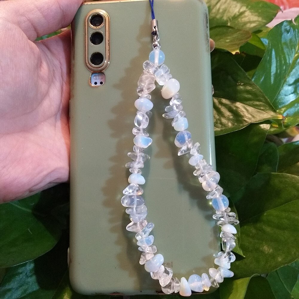 Trendy Stone Pearl Beads Mobile Phone Chain For Women Girls Cellphone Strap Anti-lost Lanyard Hanging Cord Jewelry: D