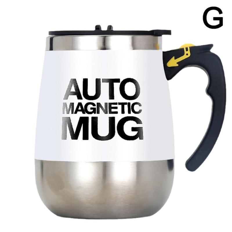 Tazza magnetica automatica caffè latte mescolare tazze 304 acciaio inossidabile creativo agitazione bicchiere auto tazza pigro elettrico Q8H4: Charge bianca