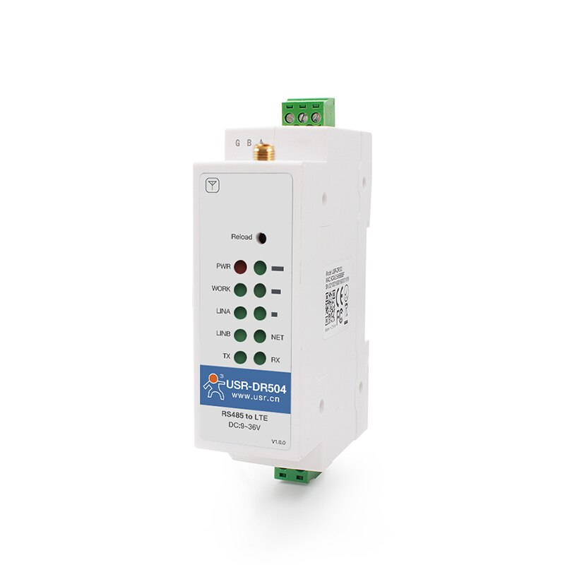 DIN-rail Industrial cellular RS485 4G FDD-LTE WCDMA Modem Server converter USR-DR504 support Modbus RTU to Modbus TCP