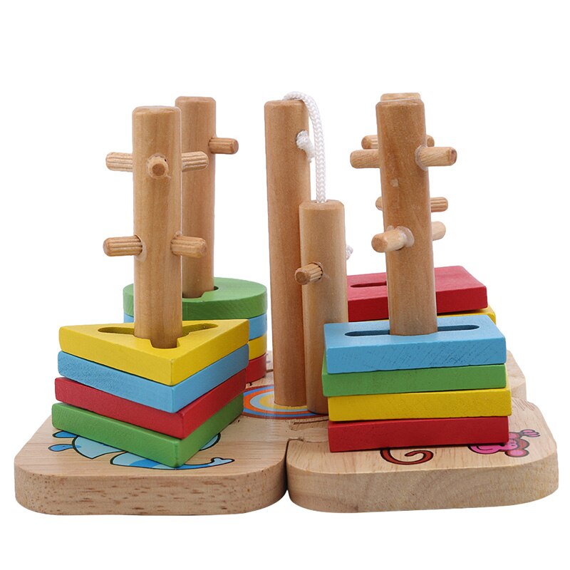 Kids Houten Blokken Sets Educatief Speelgoed Geometrische Vorm Bijpassende Speelgoed Voor Kinderen Animal Stapelen Oyuncak Juguetes Educativos