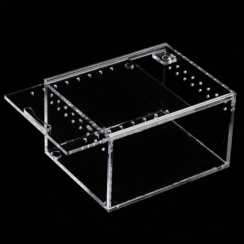 Reptile Breeding Box Acrylic Transparent Sliding Cover Reptile Tank Insect Spiders Tortoise Lizard Feeding Box Terrarium: S