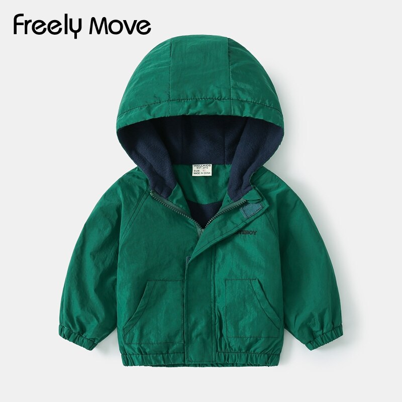 Freely Move Boys Jacket Children's Clothing Spring And Autumn Clothing Girls Soild Hooded Jackets Unisex Casual Outerwear