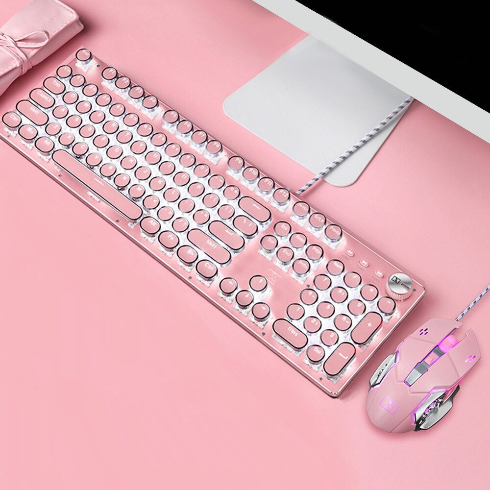Vococal Vintage 104 Keys Gaming Mechanical Keyboard Mouse Set USB Wired 30 Light Effects Keypad Mice Combo for PC Laptop Desktop: B