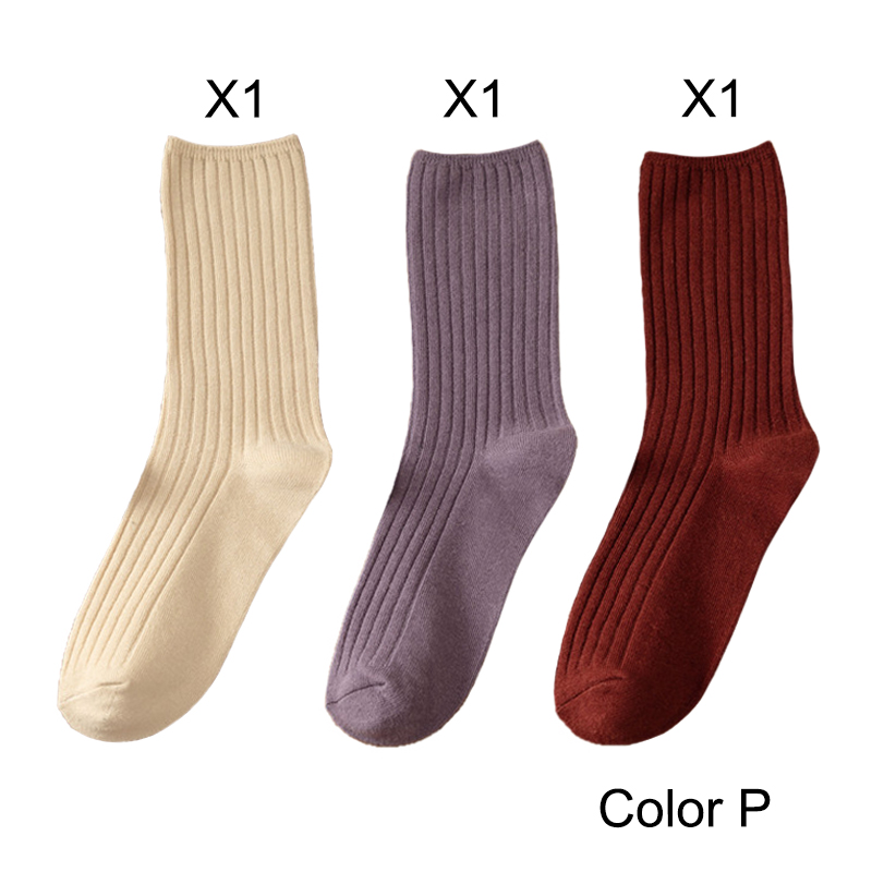 3 par/lote conjuntos de calcetines de mujer de Color sólido Retro calcetines largos de algodón para mujer transpirable estilo japonés Casual calcetín largo de algodón: Morado