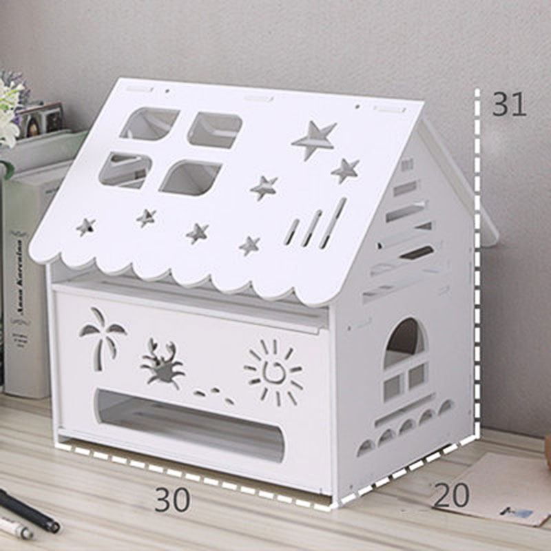 1pc Router Box Wall Mount Shelf Wood-Plastic Wireless Wifi Plug Board Storage Organizer Stand Up Two &Three Layers for Home: two layers beach L