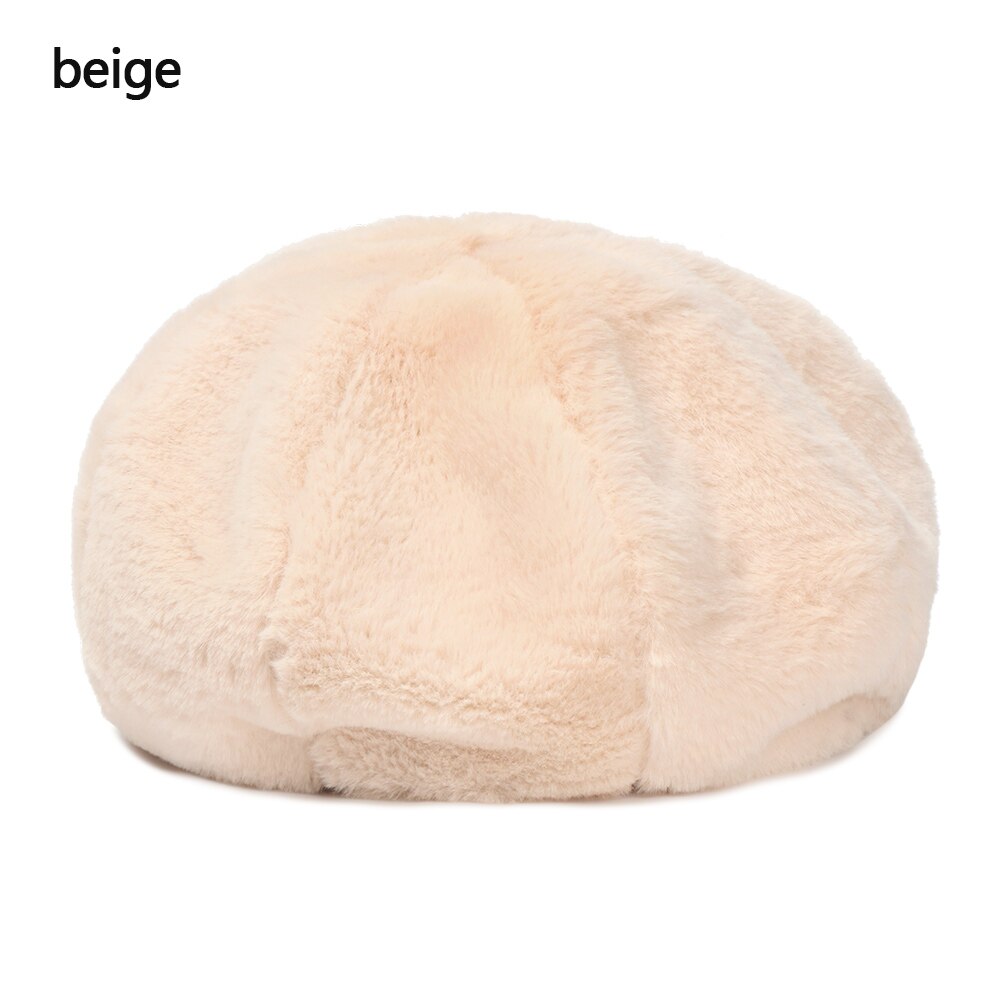 1PC Classic Beret Hat Women Soft Plush Pure Color Autumn Winter Beret Wool Outdoor Warm: beige
