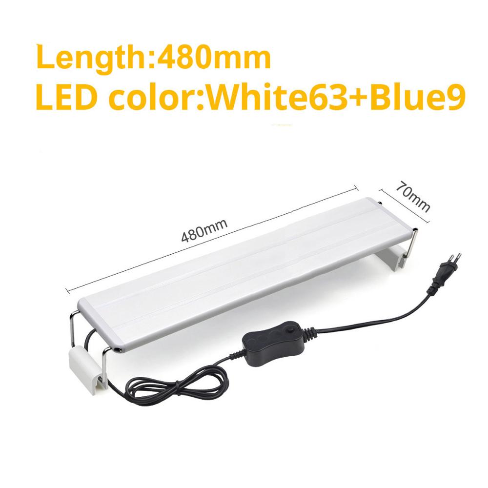 Uitschuifbare Aquarium Licht LED Aquarium Verlichting Clip-on Stijve Bar Verlichting Lamp Aquatic Zoetwater Luces LED Lamp voor aquarium: 48CM