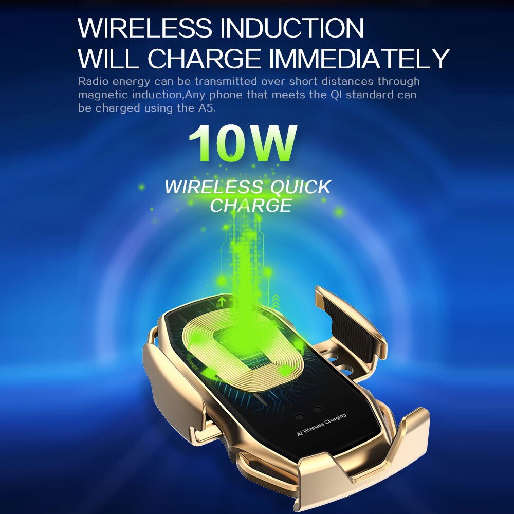 Automatische klem 10w qi draadloze autolader voor iphone 11 pro max x xr qi draadloze autolader voor samsung  s8 s9 telefoonhouder