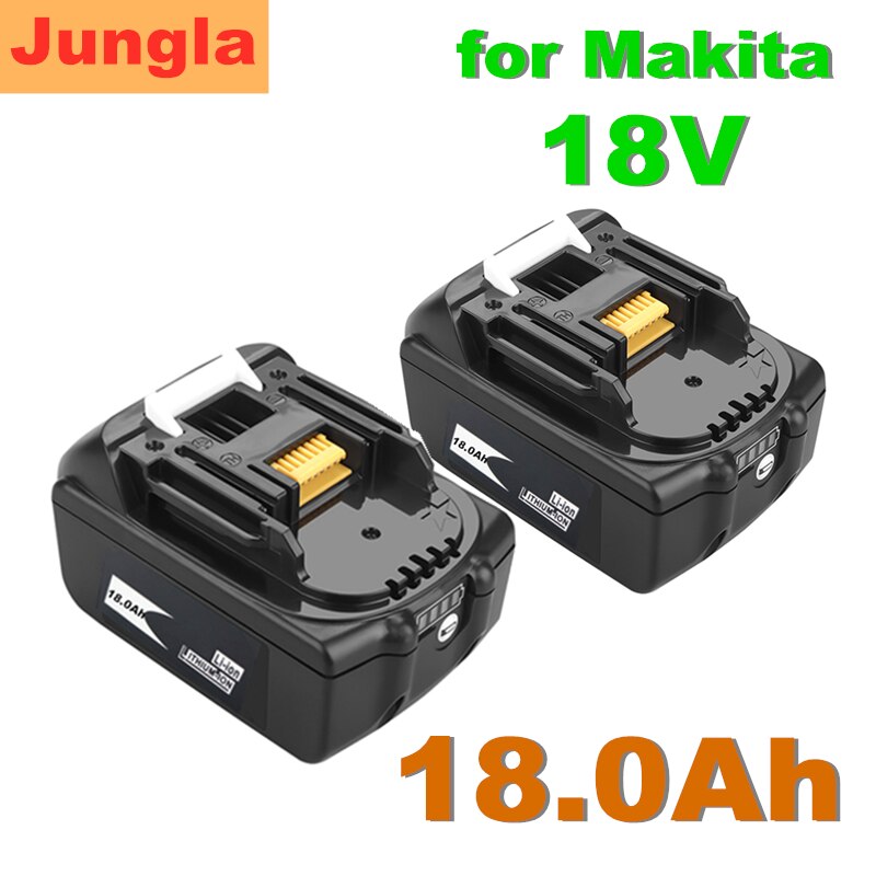 2 stk 18v 18.0ah genopladeligt batteri 18000 mah liion batteri udskiftning elværktøjsbatteri til makita  bl1860 bl1830+3a oplader