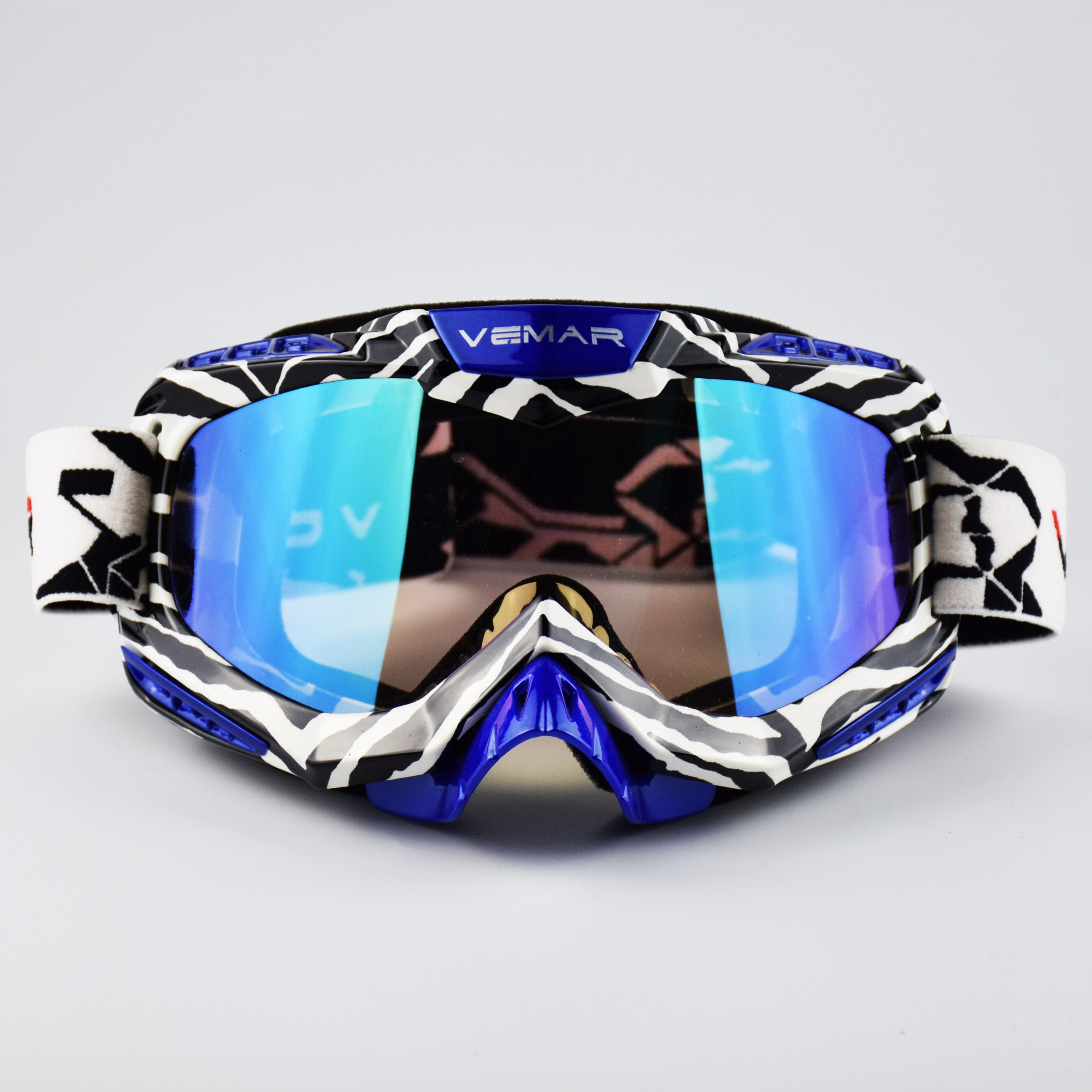 VEMAR Moto cross lunettes saleté vélo Moto cross lunettes Moto Cross lunettes vtt MX équitation lunettes masque moto cross: Blue-P024