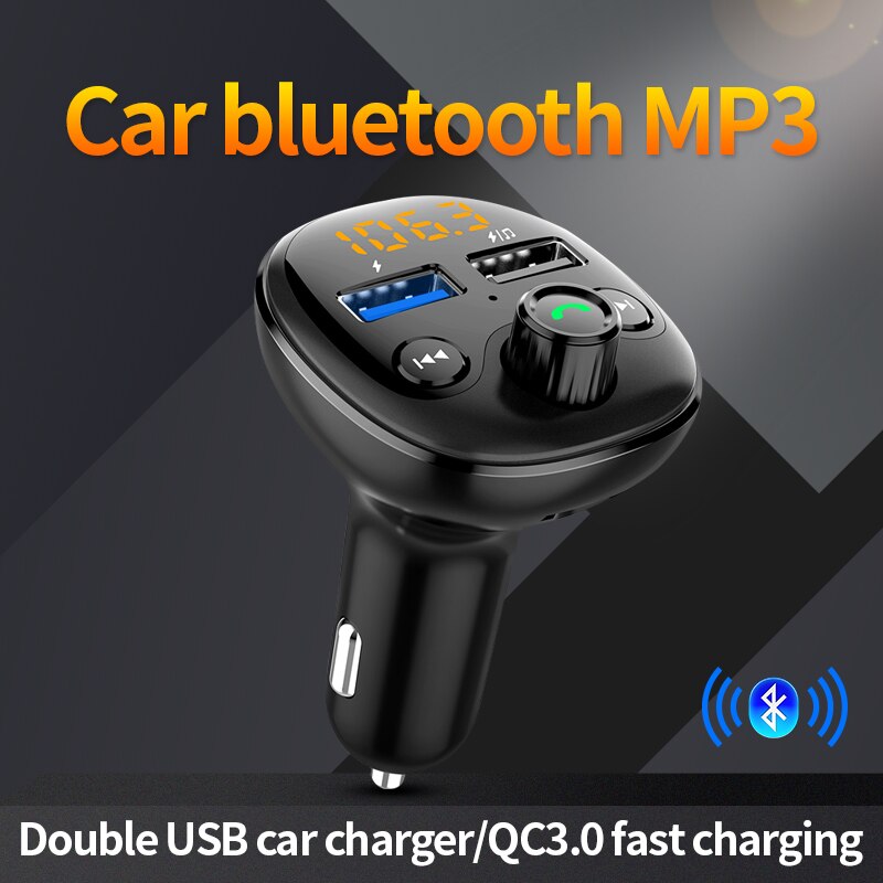 Qc 3.0 hurtige bilopladere bluetooth dobbelt usb mobiltelefon oplader til biltelefon fm-sender hurtig opladning  mp3 tf kort musik bilsæt afspiller