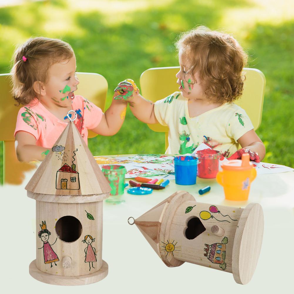 Houten Vogelnest Opknoping Vogelhuisje Feeder Kids Diy Ambachten Voor Buiten Tuin Thuis Vogelhuisje Houten Doos Vogel Huis