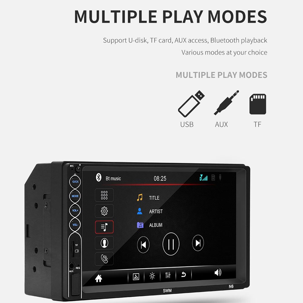 N6 7 inch touchscreen 2 din autoradio bluetooth video  mp5 speler met camera