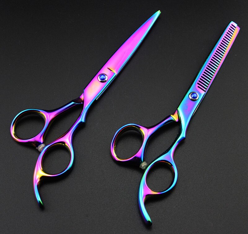 Professionele 6.0 Inch Japan 440c 6cr13 Paars Dunner Shears Schaar Snijden Kapper Cut Haar Schaar Set Kappers Schaar