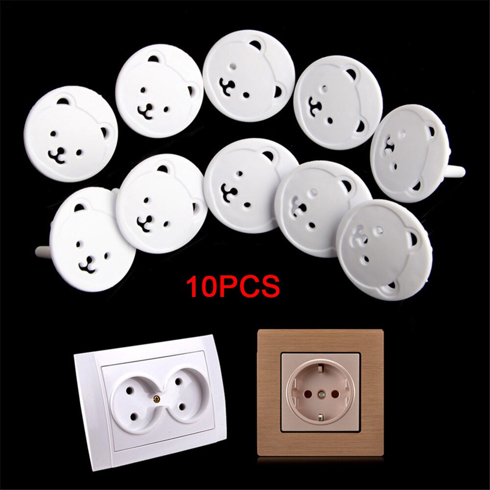 10Pcs Bear Eu Stopcontact Stopcontact Cover Bescherming Kinderen Baby Veiligheid Anti Elektrische Shock Stekkers Protector Cover