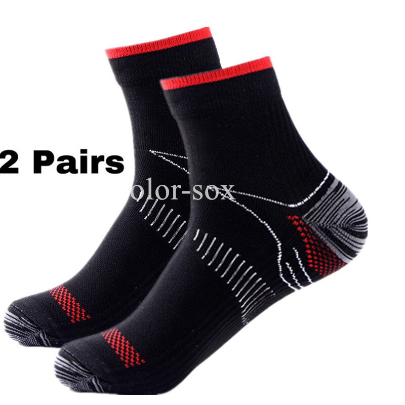 2 Paare Plantar Faszie Kompression Socken Kompression Socken Schweiß-saugfähigen Deodorant atmungsaktive schwitzt Sport Druck Socken: RedBlack RedBlack / S-M