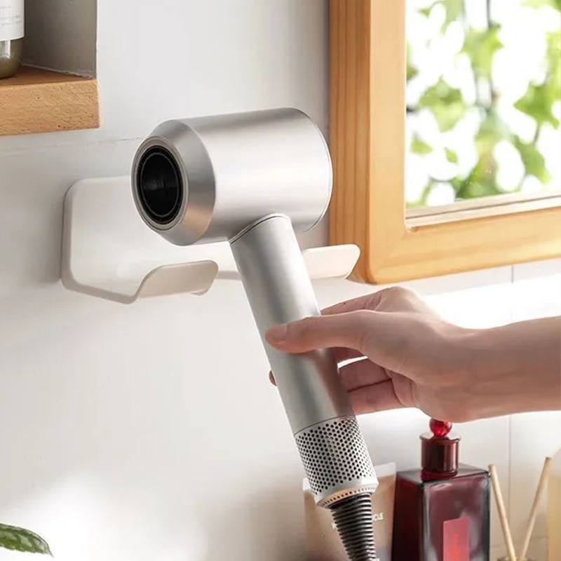 Föhn Houder Muur Badkamer Plank Zonder Boren Plastic Föhn Standaard Met Opbergdoos Toiletblazer Houder Plank
