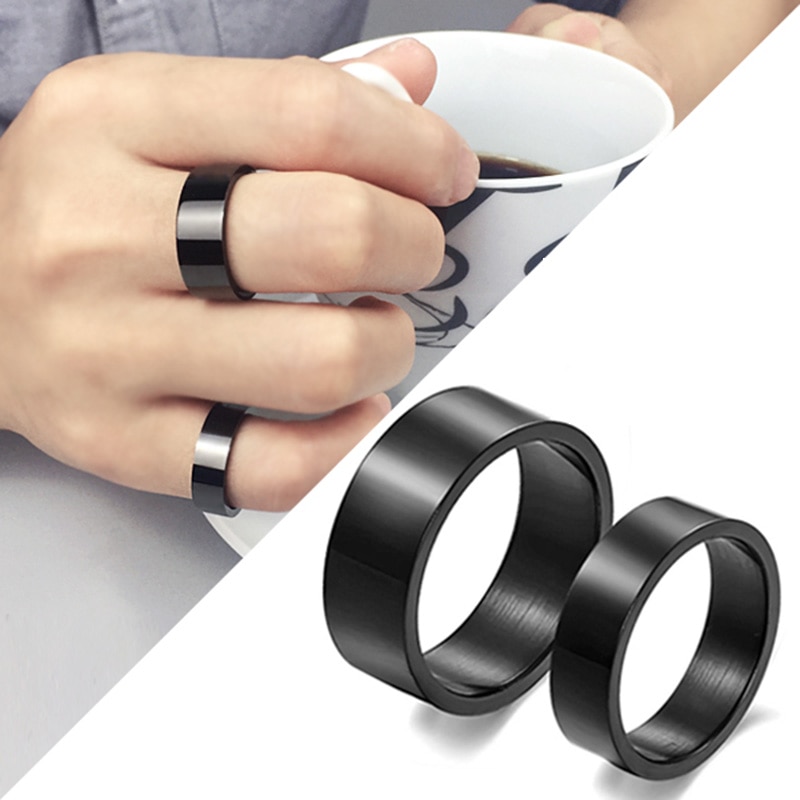 1Pc Ring Mannen Titanium Zwarte Eenvoudige Mode Mannen Voorkeur Party Accessoires Sieraden Collocatie Maat 6 7 8 9 10