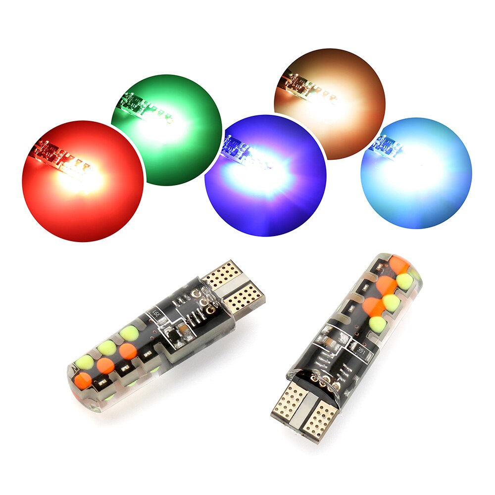 Led W5W T10 RGB Luz de liquidación Universal coche RGB COB 12SMDs colorido Multi Modo bombillas para coche con control remoto