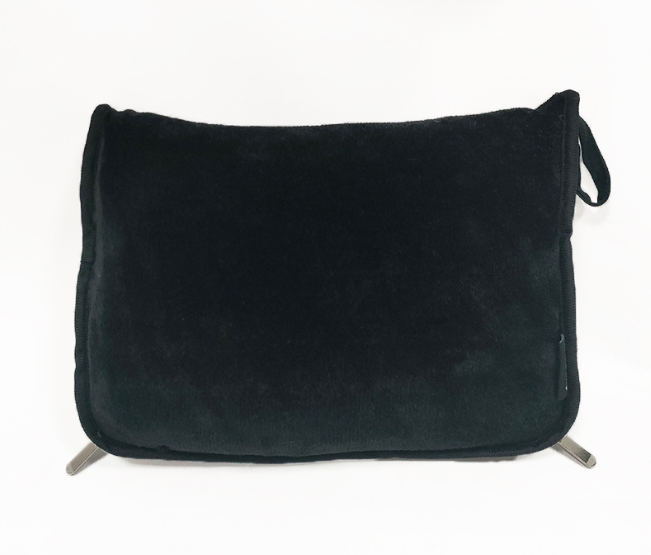 Couverture et oreiller de voyage, boucle à clipser, couverture combinée 2 en 1 en polaire douce et chaude pour avion, Camping, voiture, grande couverture compacte: Black