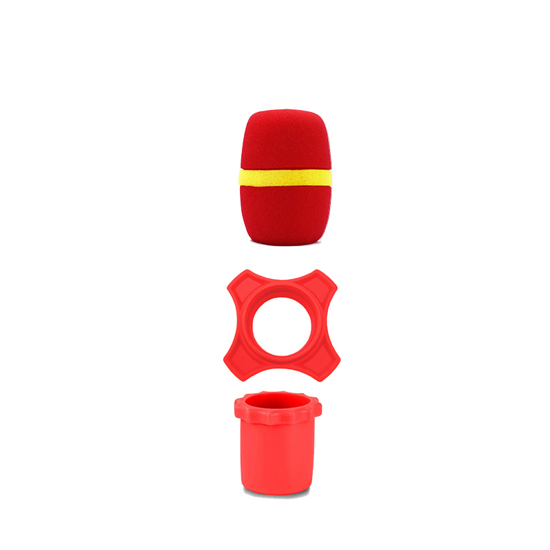 Microfoon Sponzen Mouw Anti-Rolling Mic Bescherming Ring Staaf Siliconen Draadloze Handheld Houder voor Microfoon KTV DJ Apparaat: Rood
