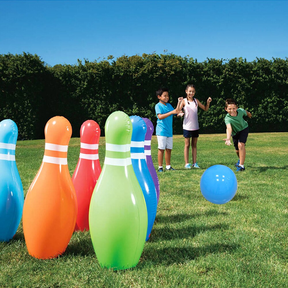 Inflatable Bowling Set Inflatable Bowling Game Kids Bowling Set Parent-child Game with 10 Inches Ball & 6 Pins 25 Inches Tall