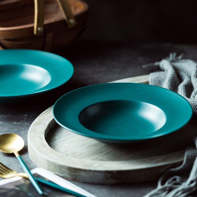 CHANSHOVA couleur unie mat fait à la main bol en céramique bol à nouilles assiettes à salade en porcelaine assiette à soupe ustensiles de cuisine G207