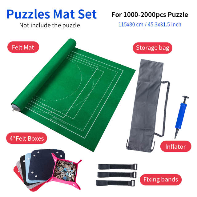 Puzzels Mat Jigsaw Roll Voelde Mat Speelkleed Puzzels Deken Voor Tot 2000 Stuks Puzzel Accessoires Draagbare Reizen Opslag tas: 2000set green