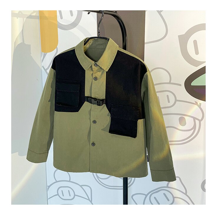 Spring and Autumn Boys Cartoon Pattern Long Sleeves Top and Plaid Pants Clothing Set