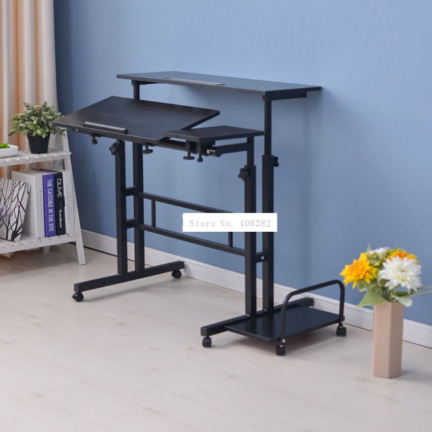 Modern Sit/Stand Computer Desk With Keyboard Tray Height Adjustable Simple Standing Laptop Desk Notebook/Monitor Holder Stand