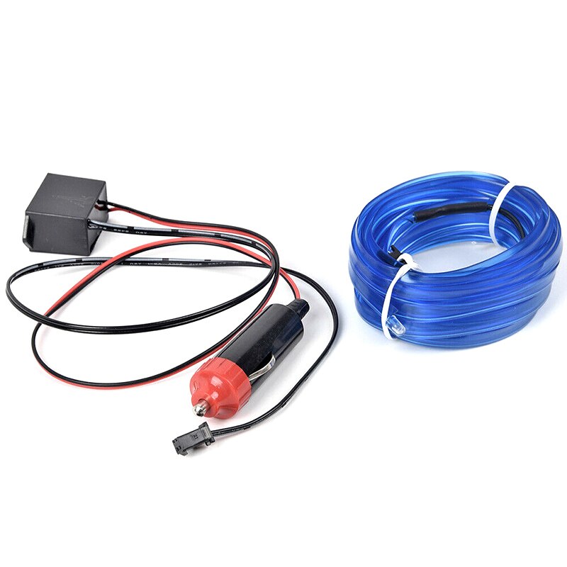 4Meter Car Interior Led Lights El Wire 12V Inverter Flexible Cold Neon Light Line Strip Salon Car Accessories