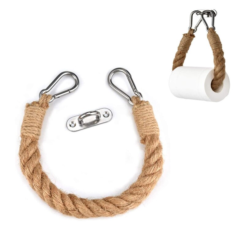 1 Pcs Hennep Touw Handdoek Toiletpapier Rolhouder Jute Rustieke Muur Gemonteerde Ijzer Opslag Planken Badkamer Benodigdheden