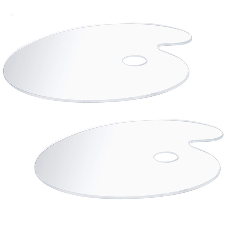 Clear Plastic Paint Palettes 11x14 Inches Size 2 Sets,Oval Art Palette for Acrylic Oil Paints Mixing - Easy Clean