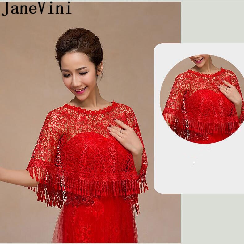 Janevini womens lindo nupcial cabo ombro bolero vermelho casamento formal noite floral rendas envoltórios e xales encolher casaco feminino