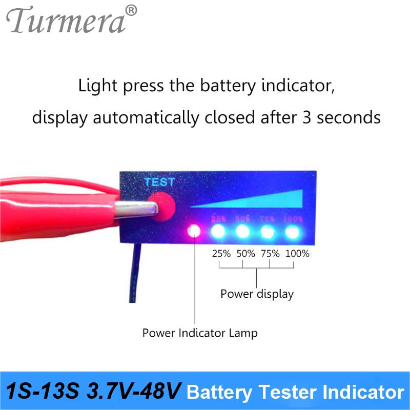 Indicador de capacidade 4.2 v 8.4 v 12 v 16.8 v 18 v 24 v 25 v 36 v 48 v do verificador da bateria de 1 s-13 s para a bateria da chave de fenda e o uso da e-bike turmera