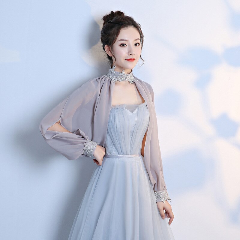 Veste de mariée en dentelle, 9 couleurs, enveloppes d&#39;été pour femmes, manteau de Mariage, châle , veste de soirée, Cape: Grey