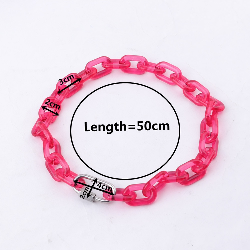 FishSheep-Collar transparente con hebilla para hombre y mujer, cadena, gargantilla, colgante acrílica de bloqueo, joyería Punk