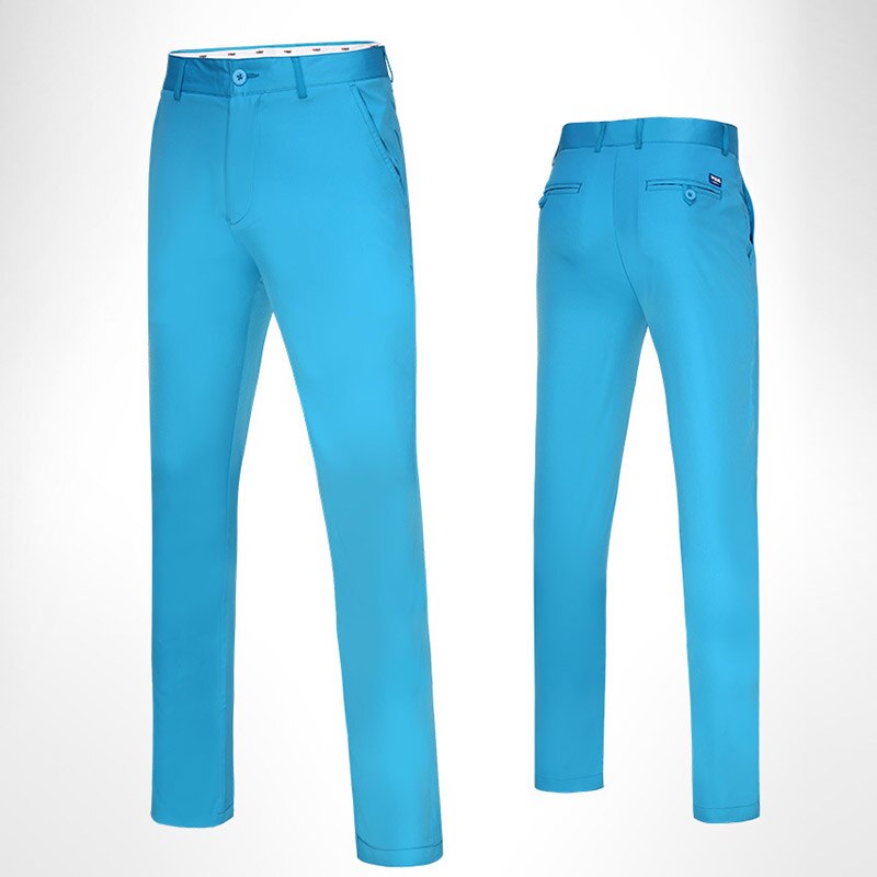 Herr golfkläder långbyxor andas sommar snabbtorkande byxor elastisk midja slim soft xr: Blå / M