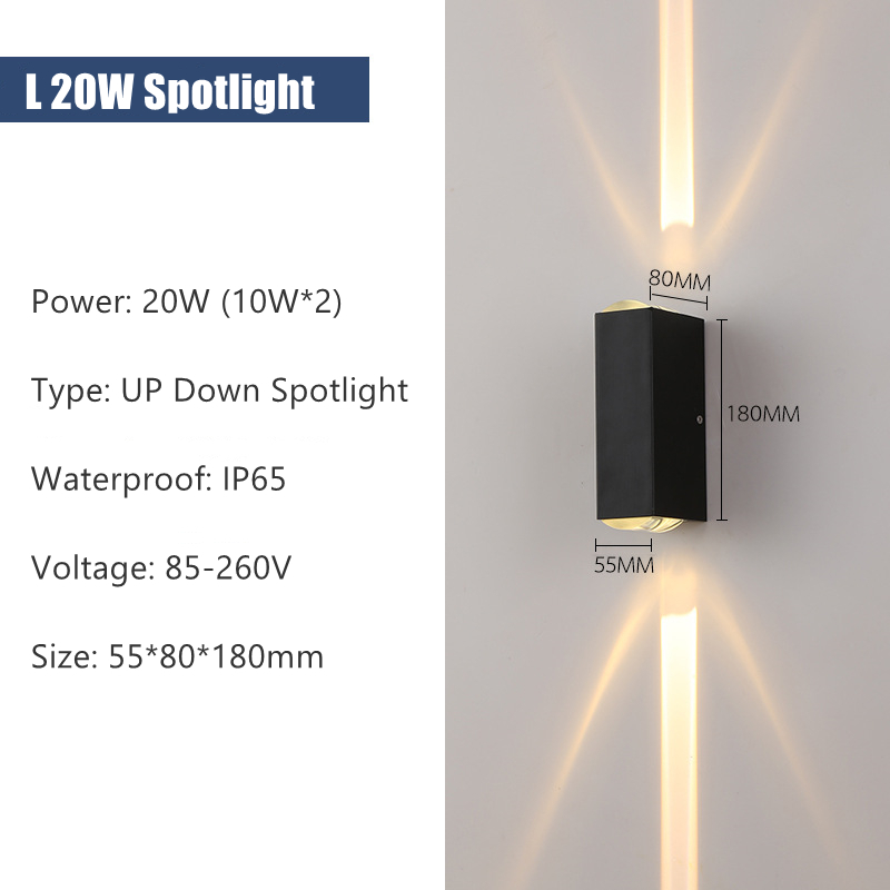 6W 10W 20W Outdoor Led Wandlampen Up En Down Smalle Beam Cob Aluminium Wandkandelaars Veranda licht Tuin Waterdicht Spotlight: Donker Kaki / Blauw