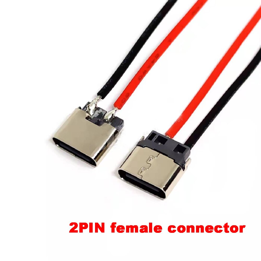 Cable de soldadura USB tipo C, conector hembra recto para puerto de carga de teléfono móvil, 1 unidad, 3,1 Jack, 2 pines