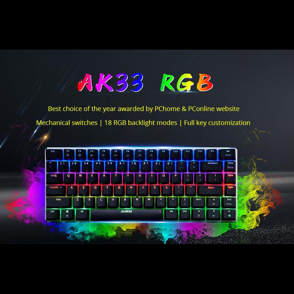 Ajazz AK33 Mechanische Gaming Toetsenbord 82 Toetsen Toetsenbord Bedraad Zwart/Blauwe Schakelaar Engels Layout Anti-Ghosting Toetsenbord Voor pc