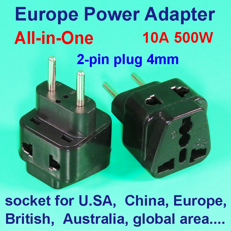 Universele Europa travel power adapter converter VDE twee pin plug 4mm benen om Wereldwijde Britse Duitsland Italië Amerika china Socket