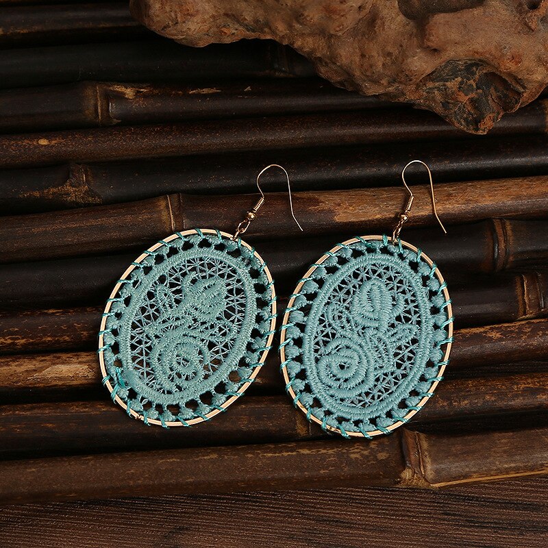15 kolorów etniczne czerwone hafty spadek kolczyki dla kobiet Handmade Vintage kwiat Boho kolczyki indyjskie kolczyki: Style 9