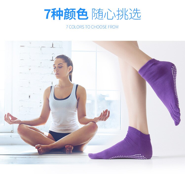 1 Paar Antislip Open Teen Yoga Sokken Antislip Peep Toe Pilates Enkel Grip Duurzaam Open vijf-Vinger Katoen Yoga Sokken