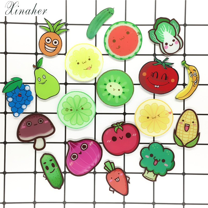 Leuke groenten komkommer corn tomaat Broche Acryl Pin Badges Pictogrammen op De Rugzak Medaille Decoratie Badge voor Kleding