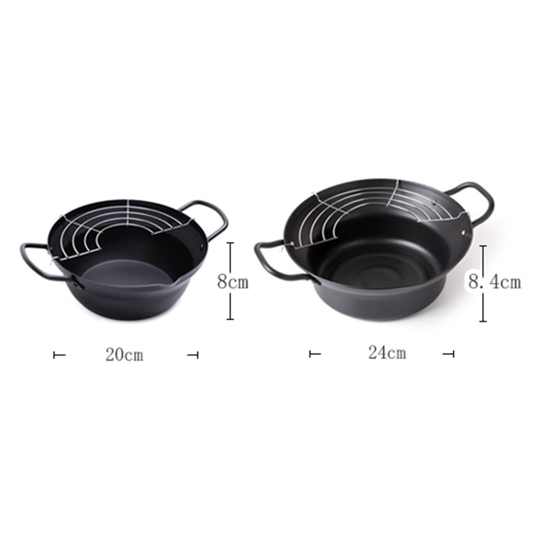 Easy Pour Non Stick Coating Tempura Fryer Pot with Oil Drip Drainer Rack Made in Japan Mini Deep Fry Pan